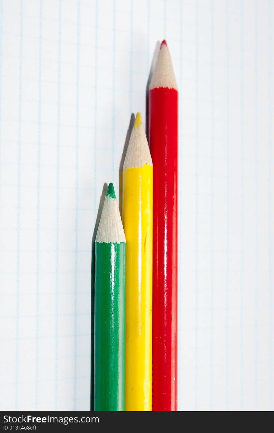 Colored pencils against a white background color