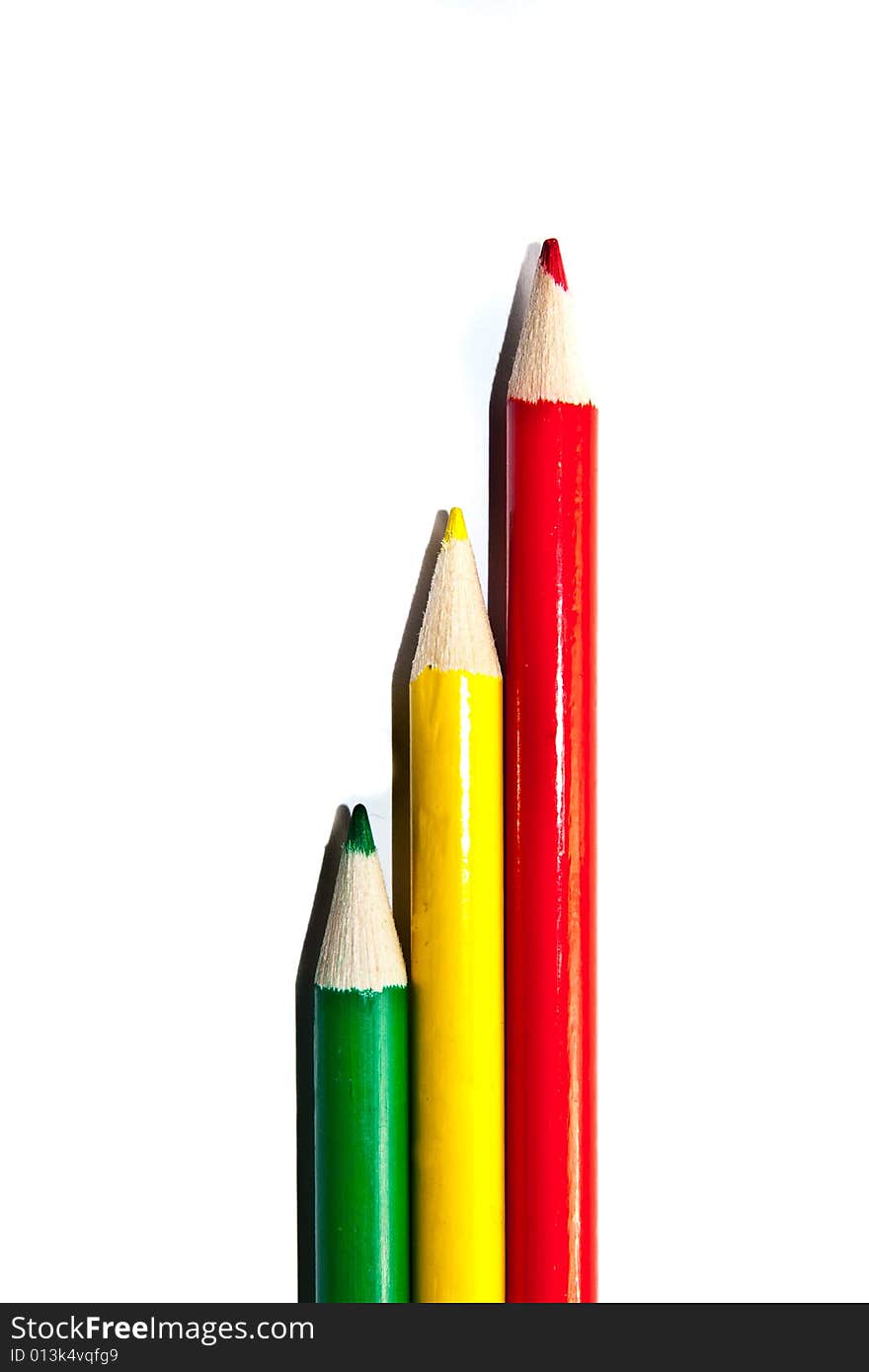 Colored pencils against a white background color