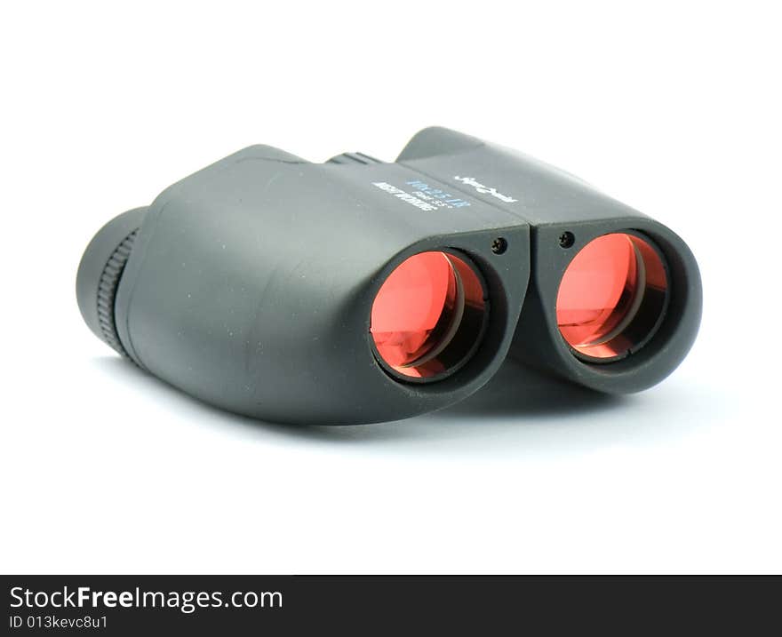 Binoculars with red glass on white. Binoculars with red glass on white