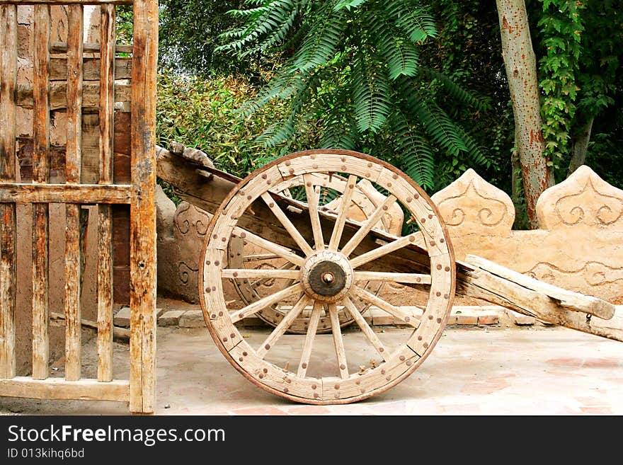 The wooden vehicle of the farm Sinkiang china.