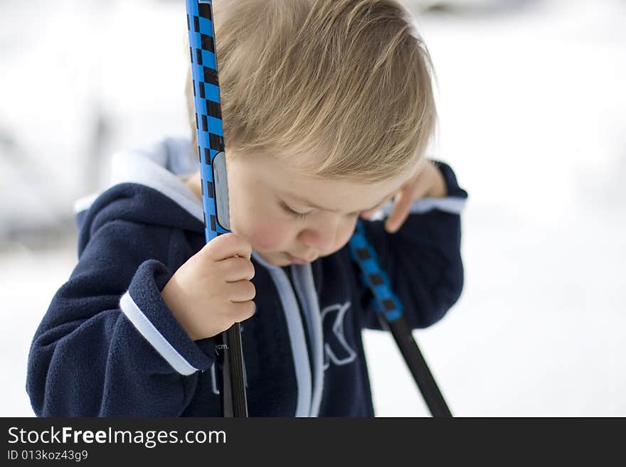 Boy with sticks