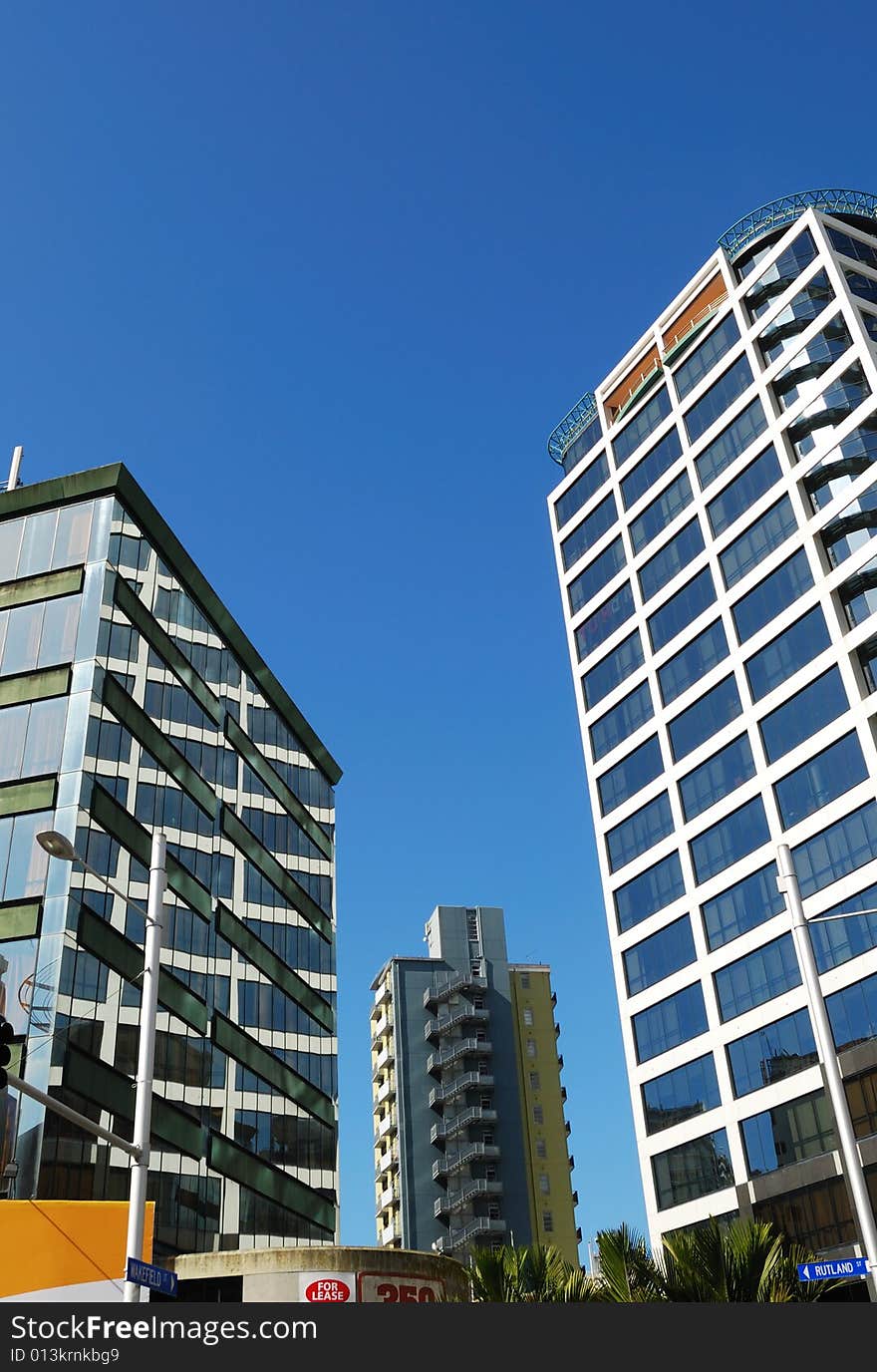 Modern building with blue sky background