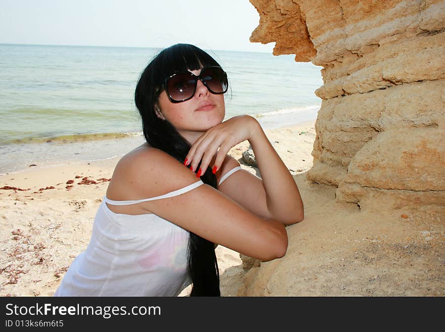 Picture of pretty girl relaxing on the beach