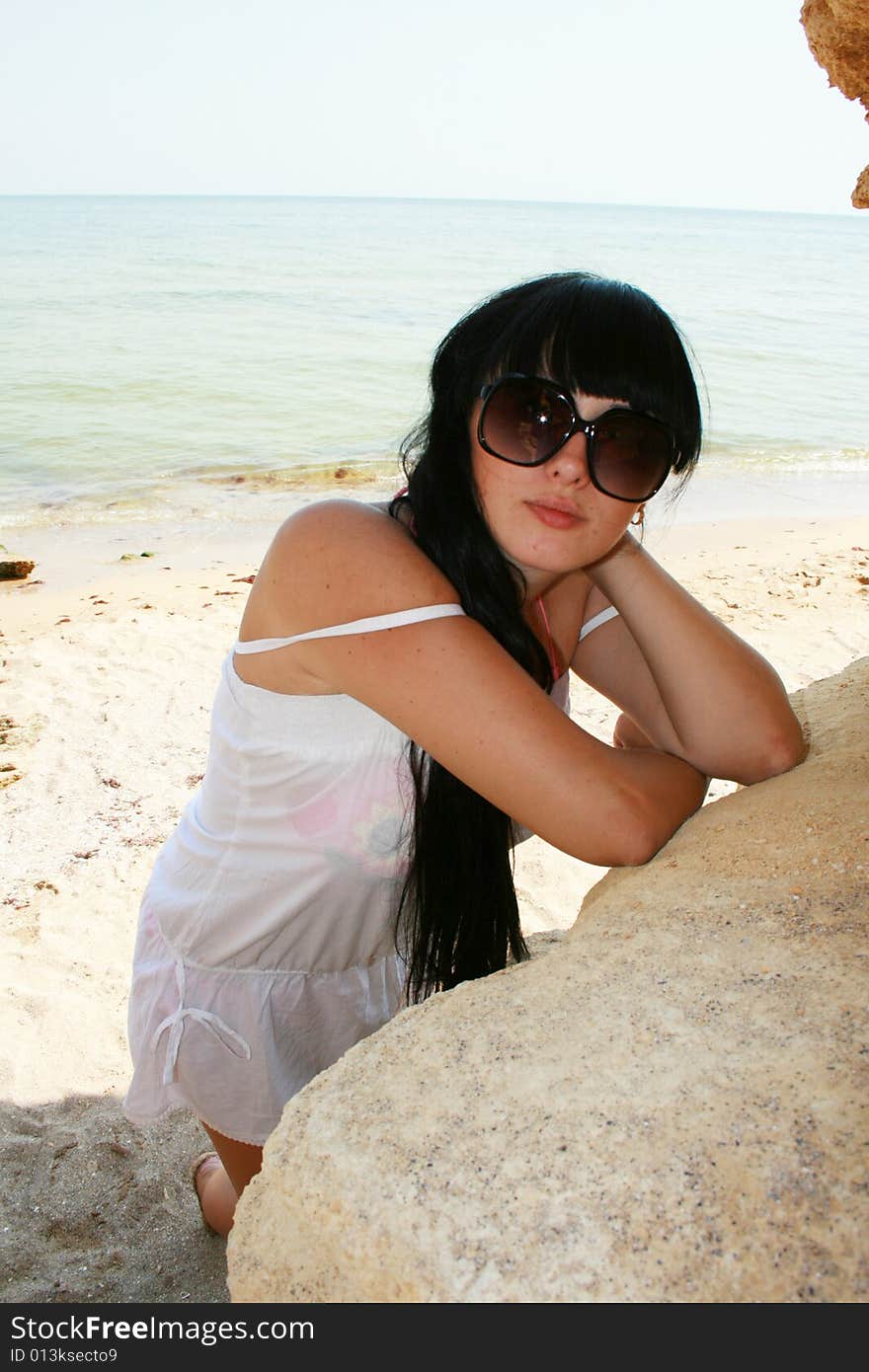 Picture of pretty girl relaxing on the beach