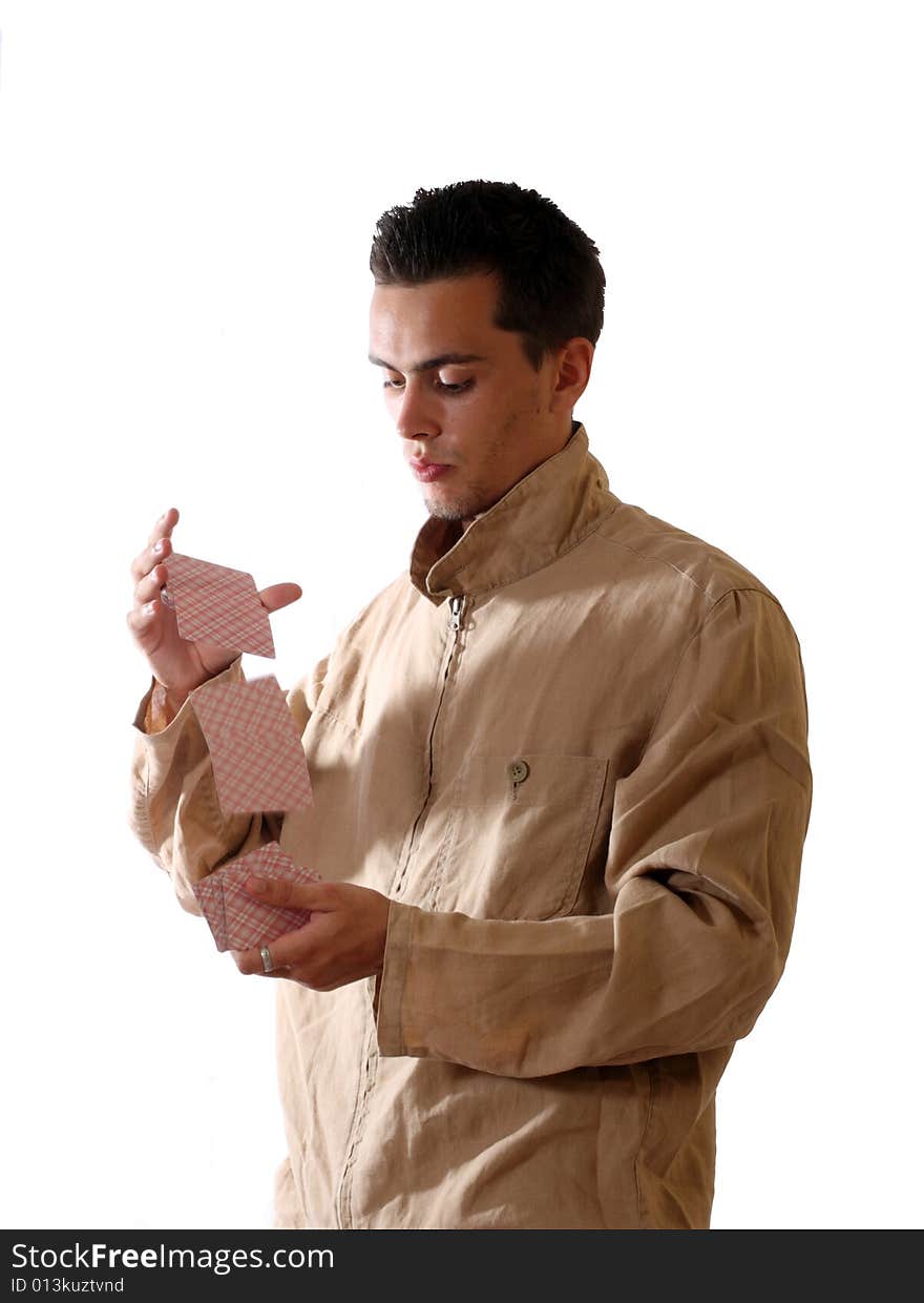 The young man with playing cards