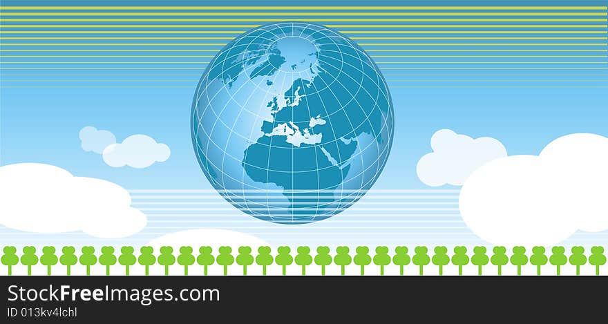 Vector ecology background concept with globe.