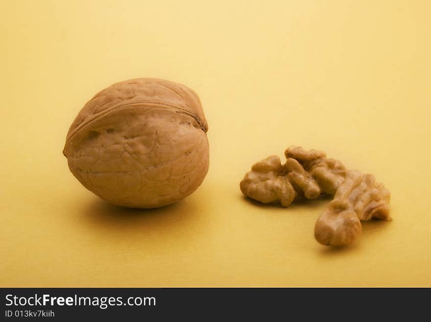 Walnuts on beige