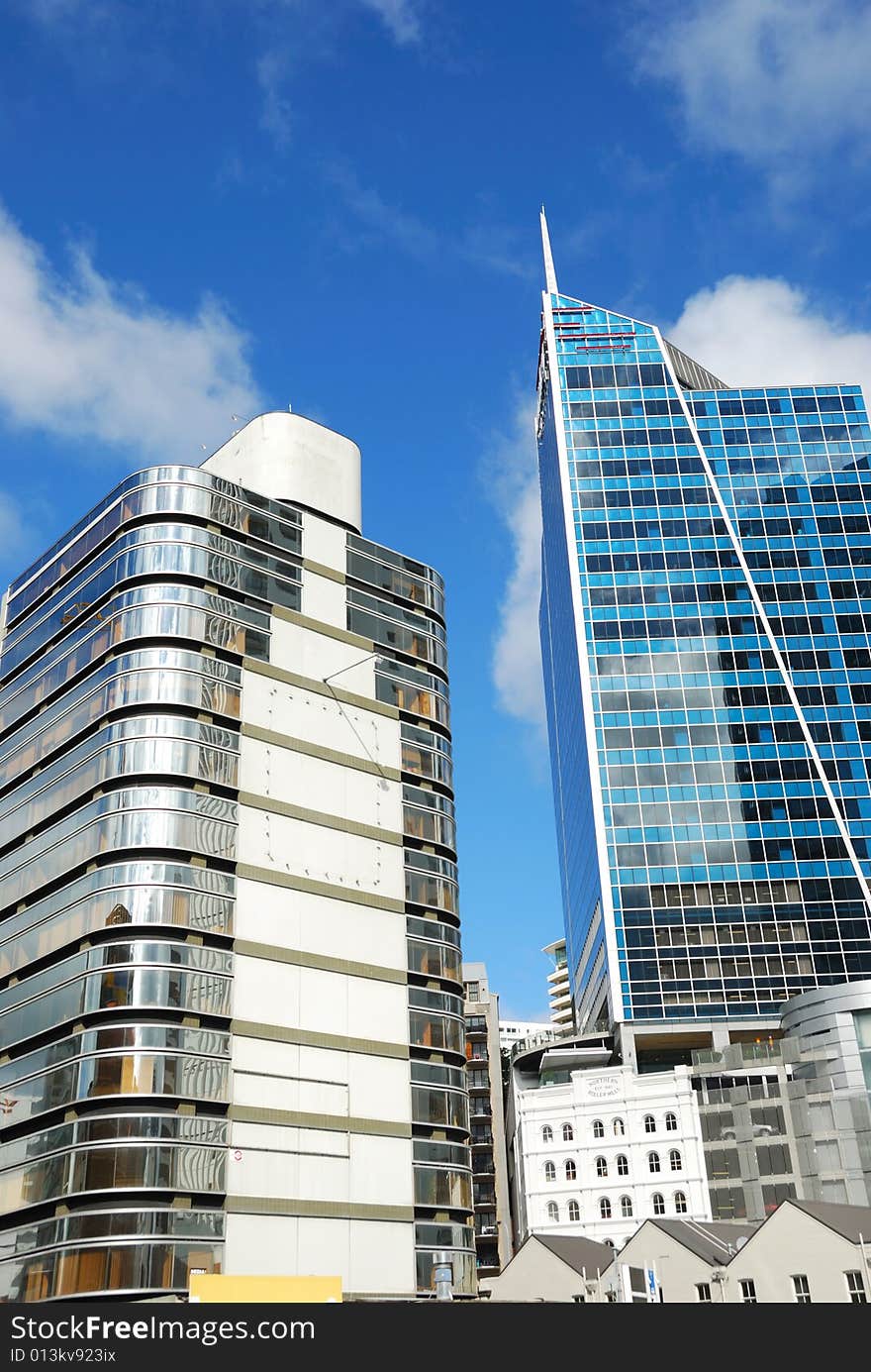 Modern building  on a background of blue sky