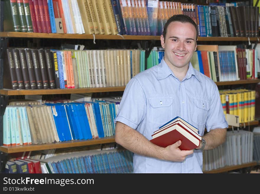 Young student in library