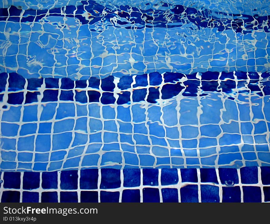 Tiles in a fresh water pool. Tiles in a fresh water pool