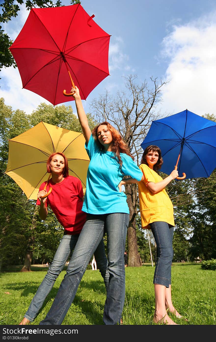 Colorful friends having fun in park. Colorful friends having fun in park