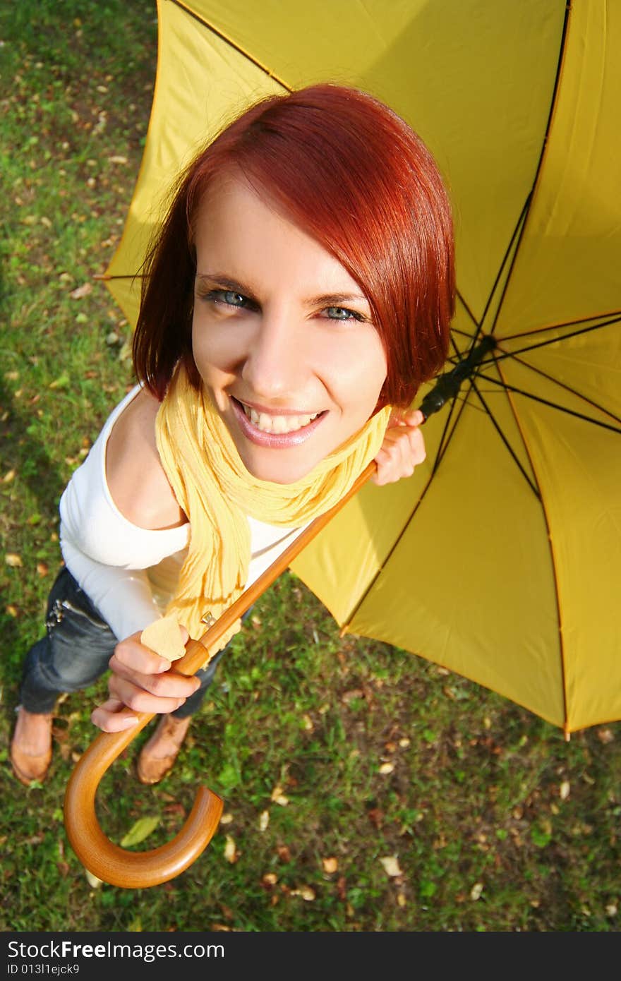 Funny girl in the autumn park. Funny girl in the autumn park