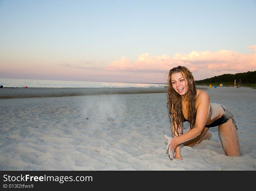 The Fine Girl On A Beach