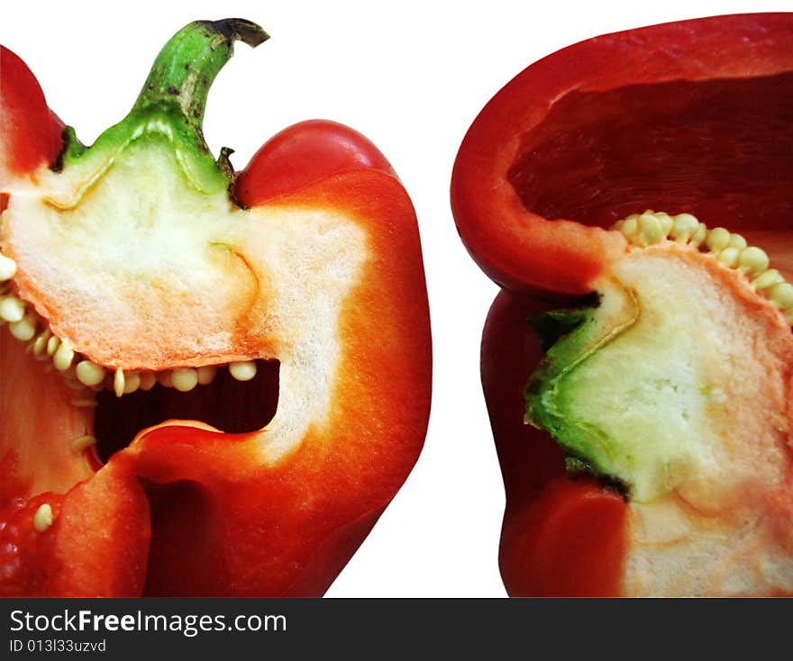 Two red peppers with little ankles artful