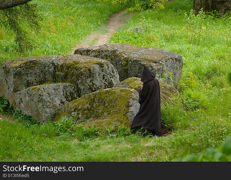 Enormous stone in a park