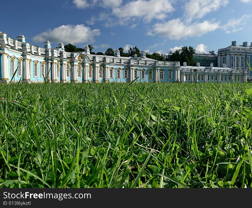 Lawn before the well-known palace. Lawn before the well-known palace