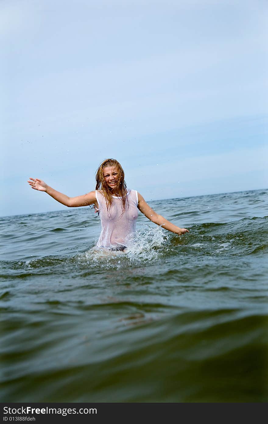 Beautiful girl swimming