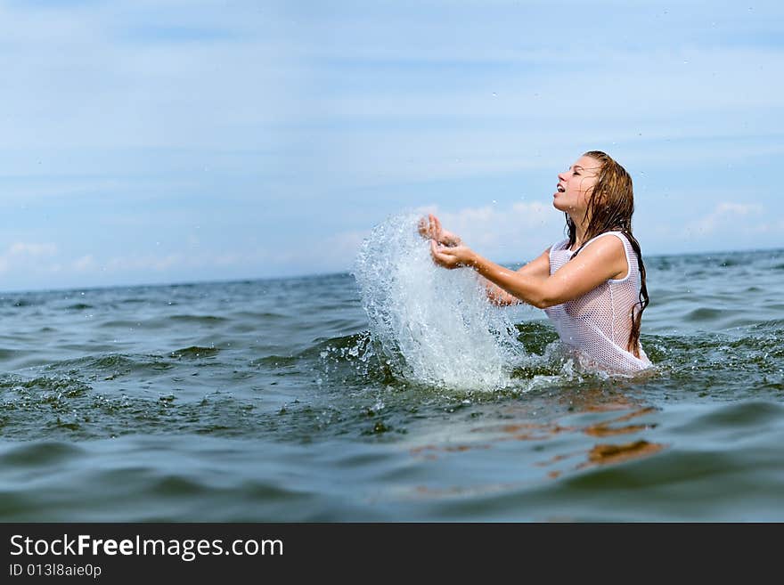 Beautiful girl swimming