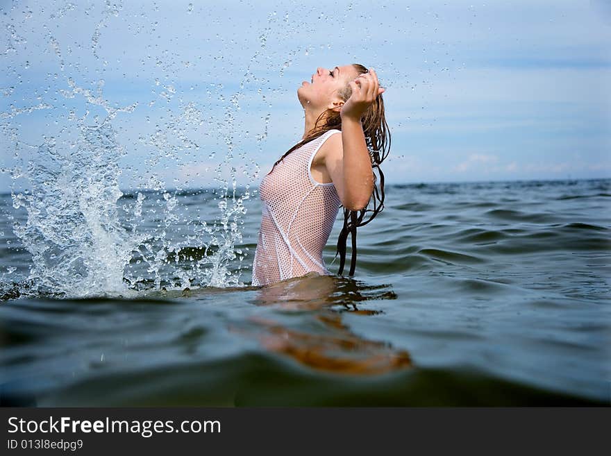 Beautiful girl swimming