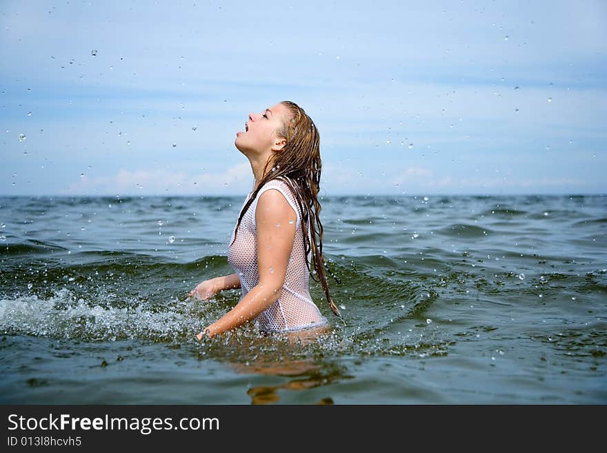 Beautiful girl swimming