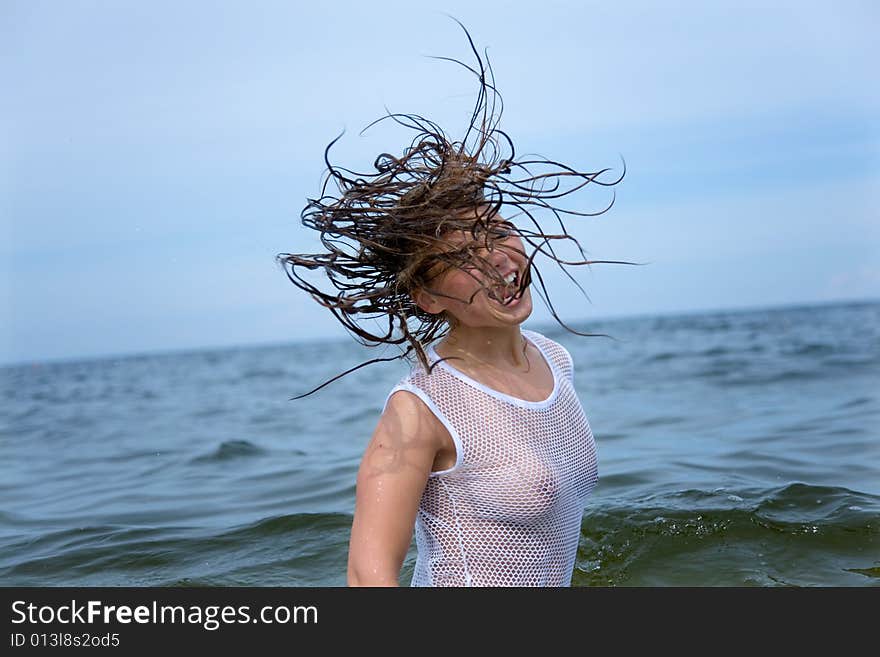 Beautiful girl swimming