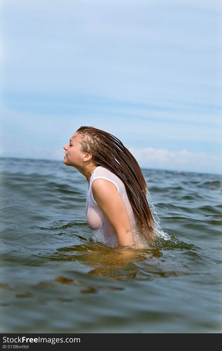 Beautiful girl swimming