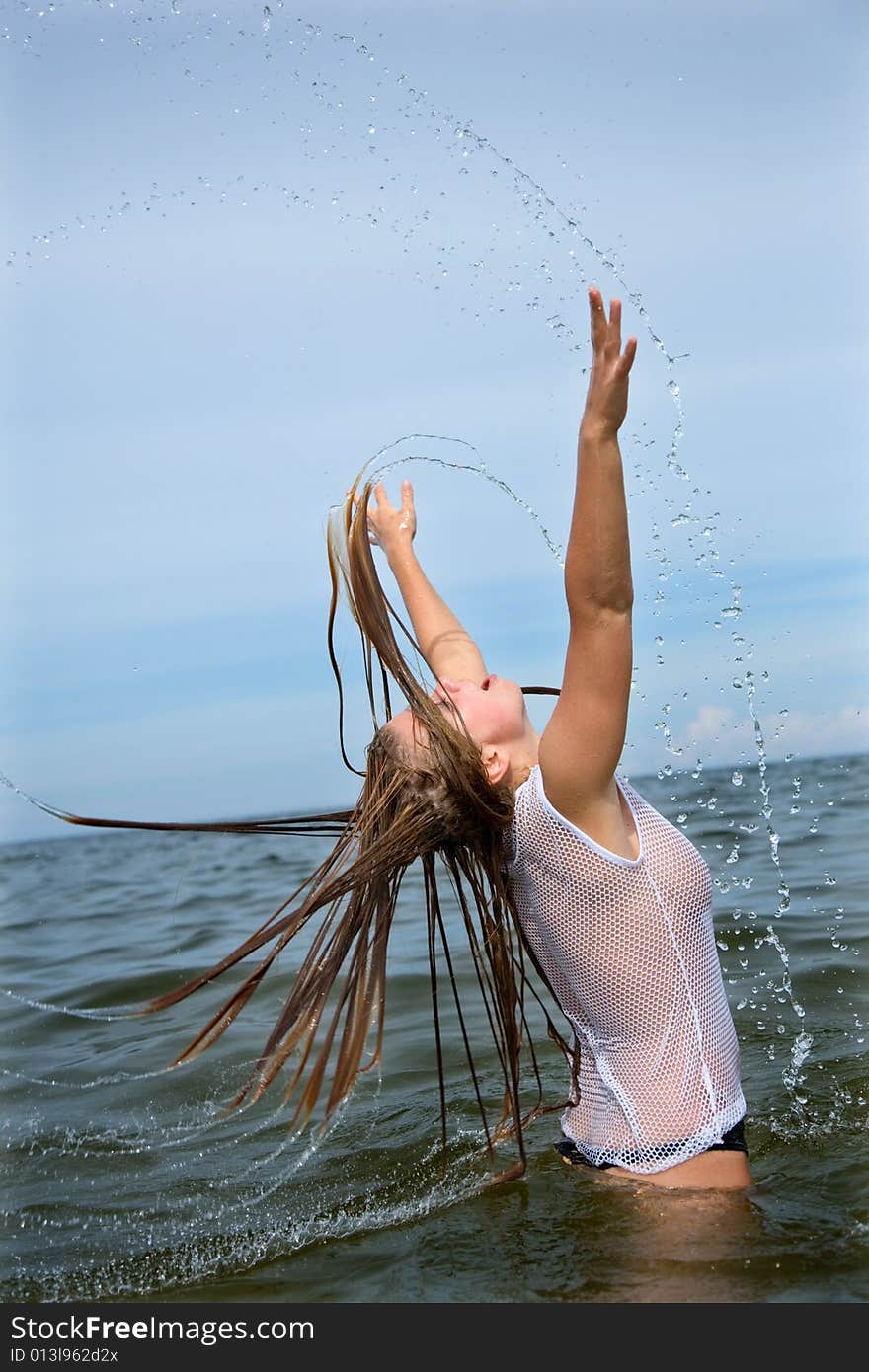 Beautiful girl swimming