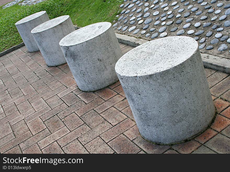 Round stone stools