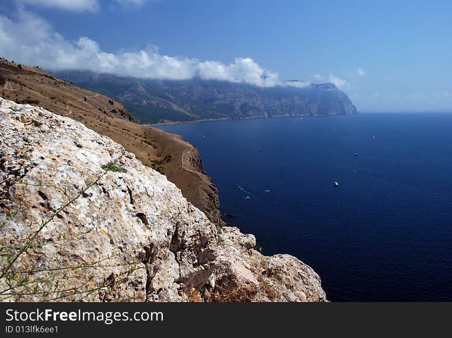 Cliffs above a sea