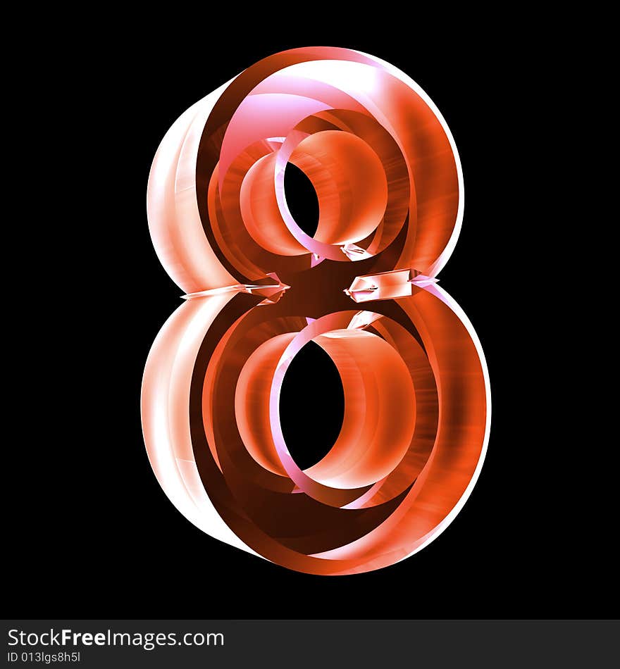 3d made number 8 in glass. 3d made number 8 in glass