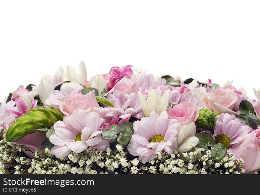 Multicolored floral background isolated on white