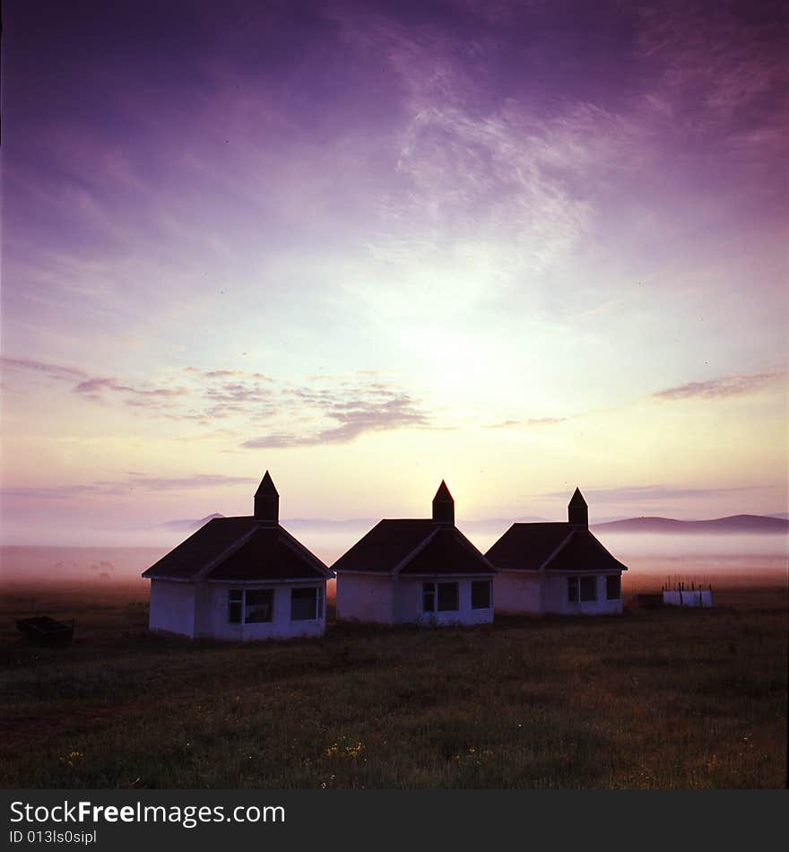 Sun rise on  grassland , Bashang