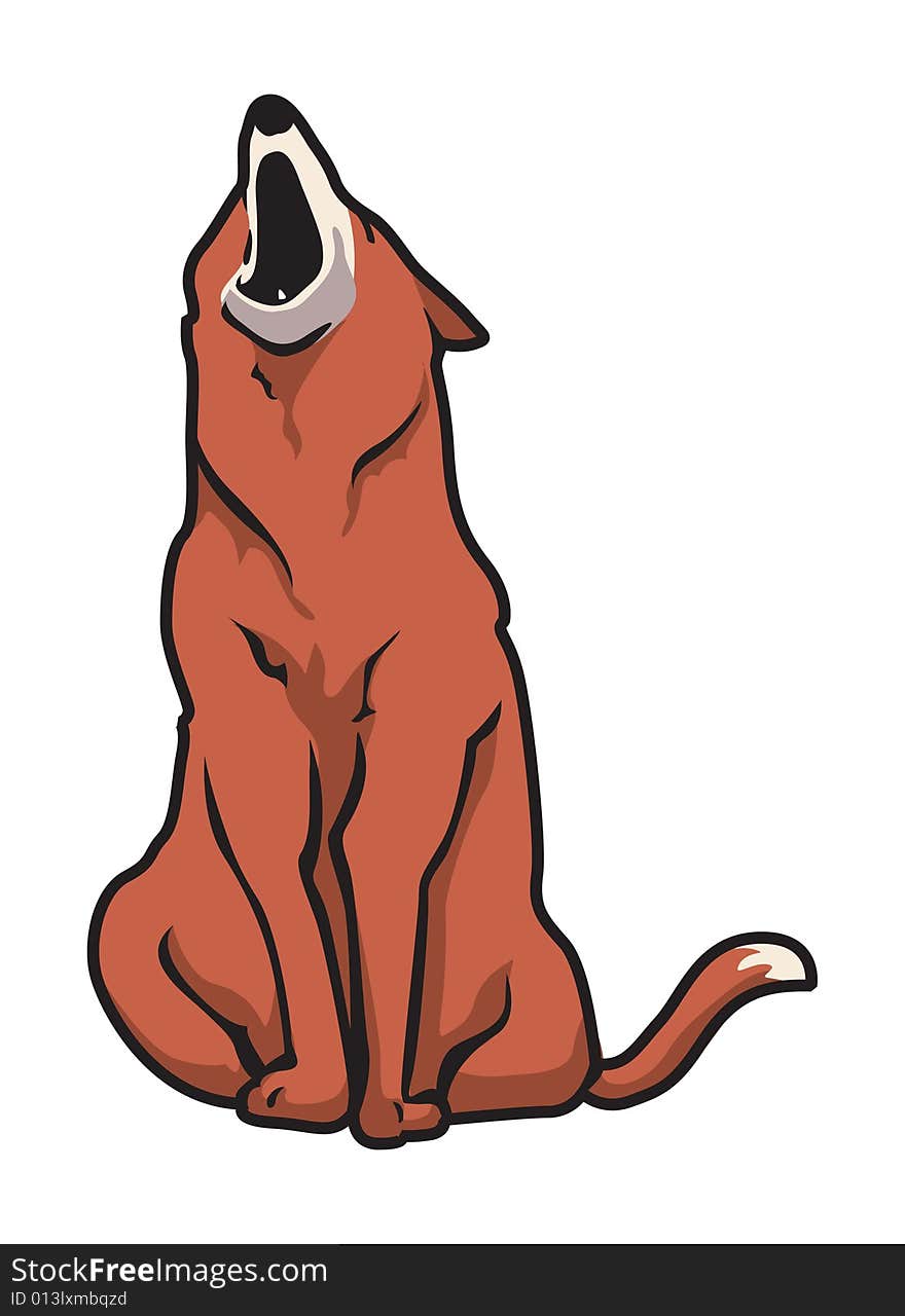 Cartoon illustration of a fox howling