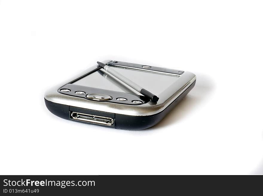 Modern pocket pc isolated over white background