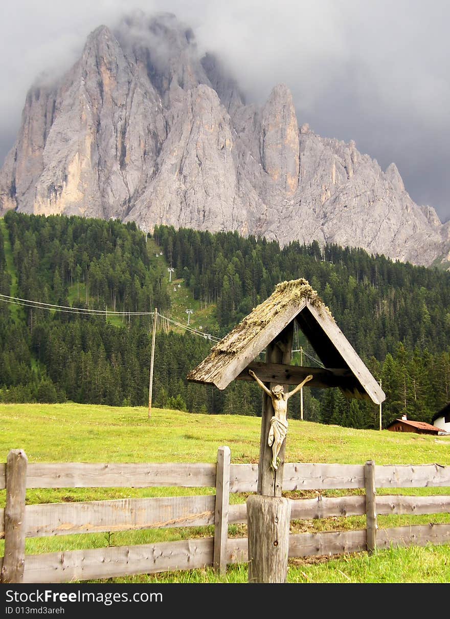 A gloomy landscape of a dolomite mountain. A gloomy landscape of a dolomite mountain.