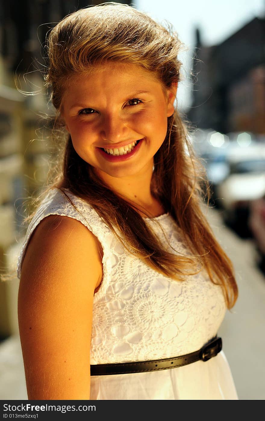 Portrait of a young attractive girl in the city. Portrait of a young attractive girl in the city