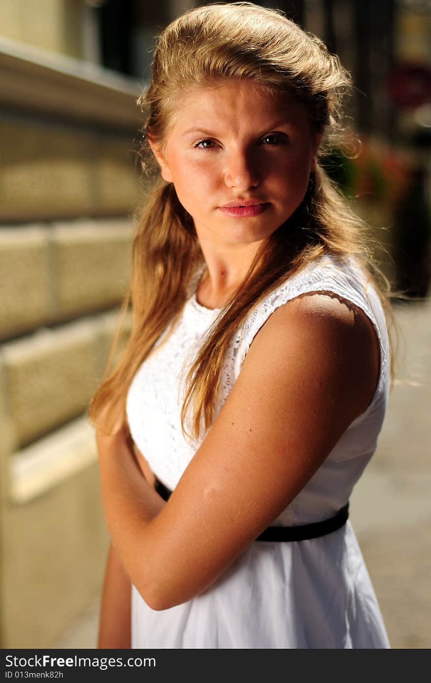 Portrait of a young attractive girl in the city. Portrait of a young attractive girl in the city