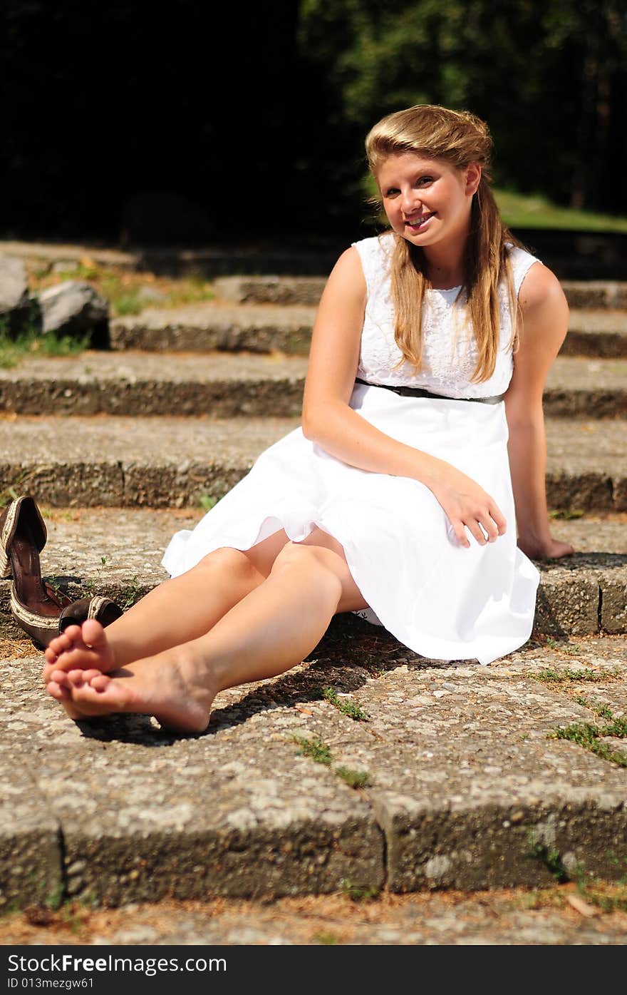 Portrait of a young attractive girl in the city. Portrait of a young attractive girl in the city