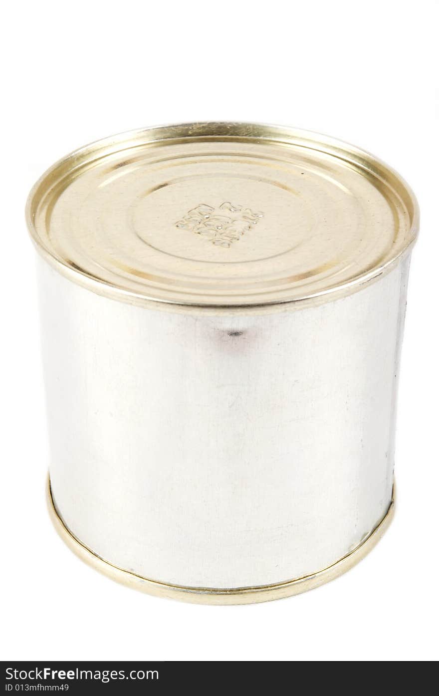 Blank tin can. Isolated on a white background.