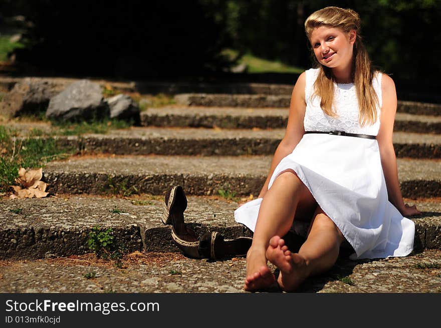 Portrait of a young attractive girl in the city. Portrait of a young attractive girl in the city