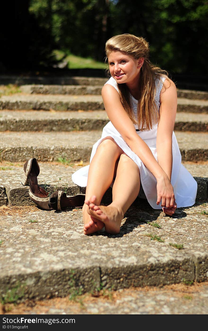 Portrait of a young attractive girl in the city. Portrait of a young attractive girl in the city