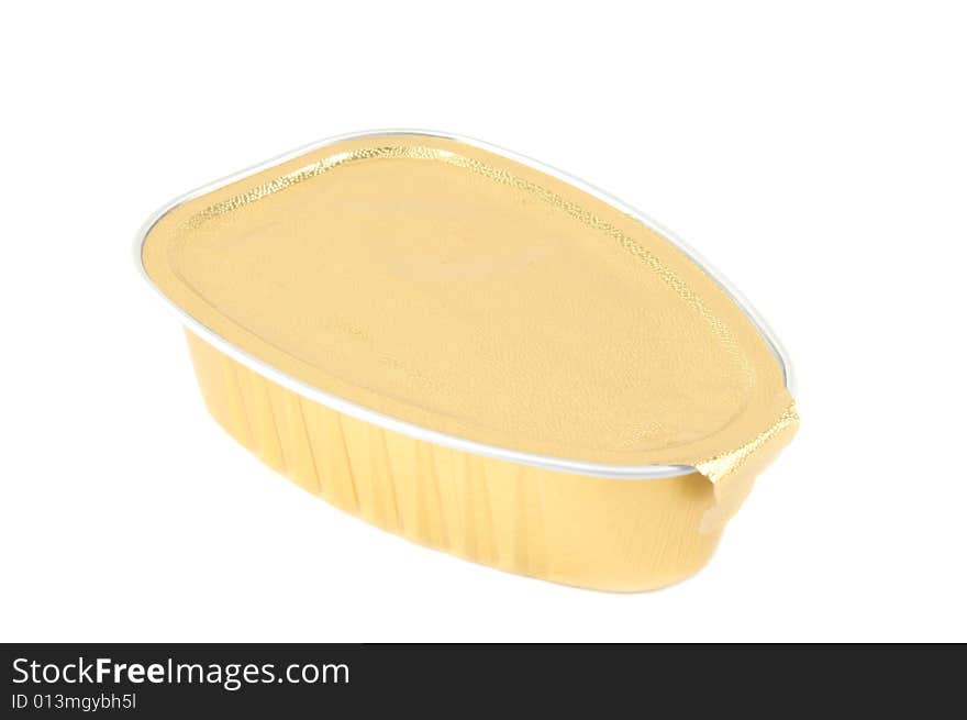 Can of golden foil. Isolated on a white background.