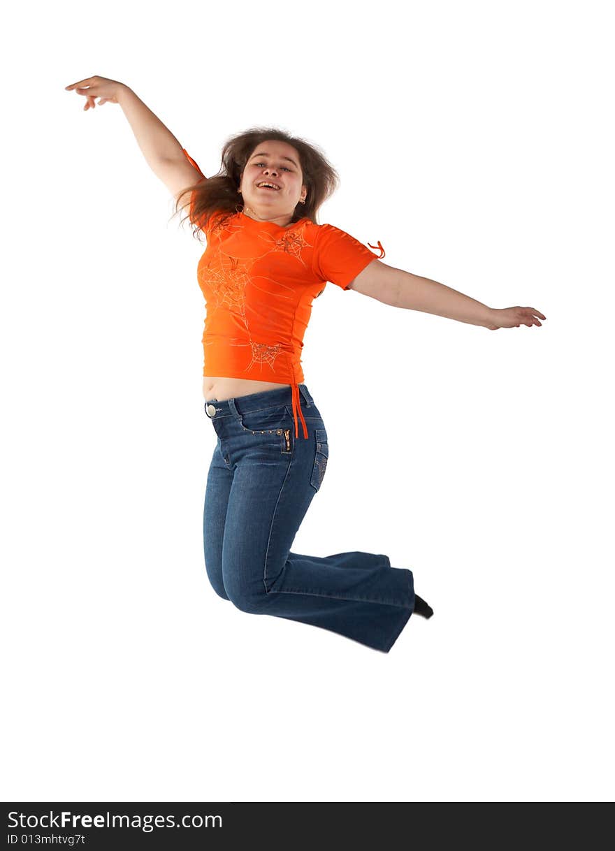 Young woman jumping