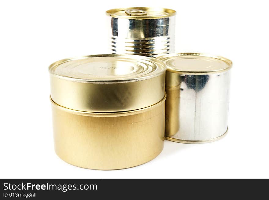 Different metal cans. Isolated on a white background.