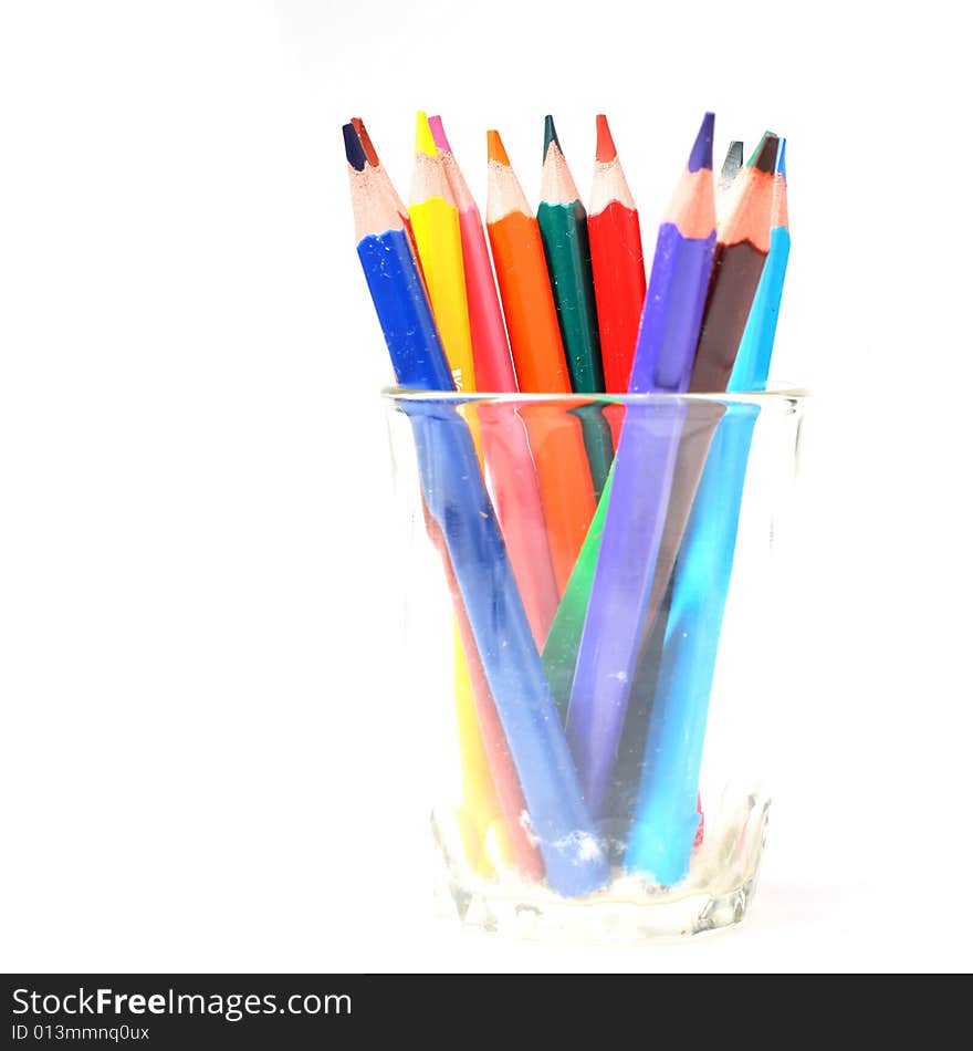 Color pencil in glass