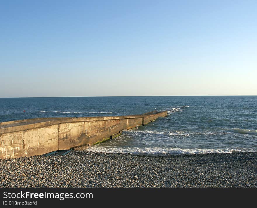 Evening decline of hectares a beach of Black sea