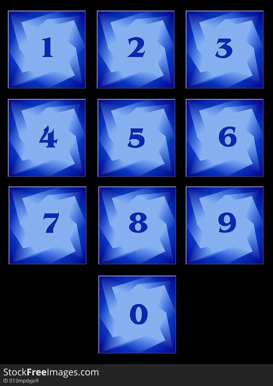 Blue icon set with numbers. Blue icon set with numbers