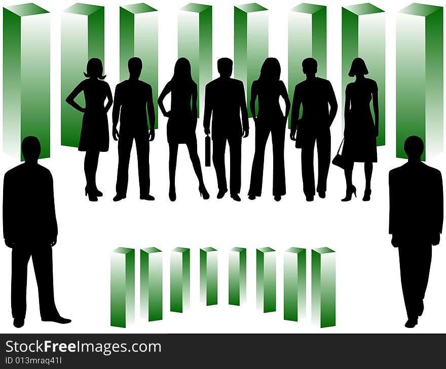 Illustration of business people, green