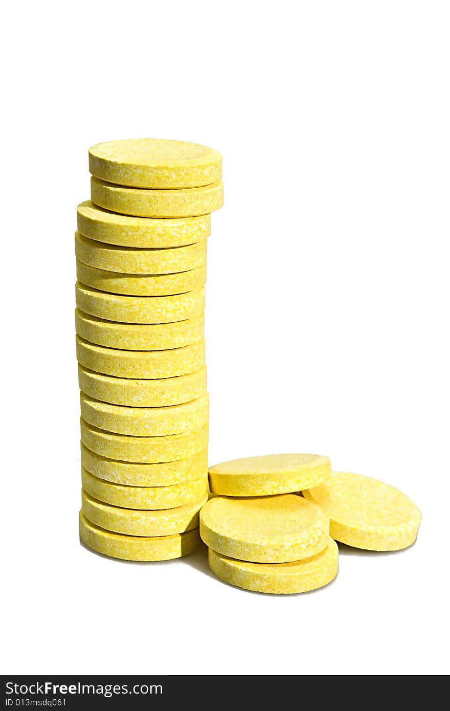 Stack of yellow tablets