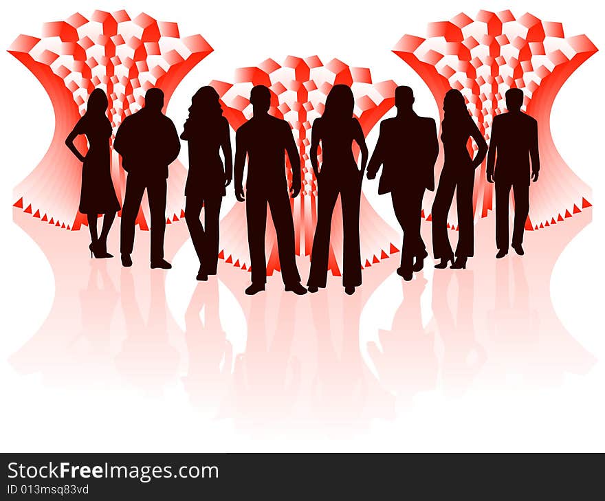 Illustration of business people, red